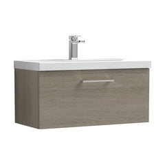 [BFLE2525A] Bramshall Wall Hung 1 Drawer Vanity Unit with Mid-Edge Ceramic Basin - Choice of Colour, Handle Finish and Size - Cutout