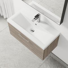 [BFLE2525A] Bramshall Wall Hung 1 Drawer Vanity Unit with Mid-Edge Ceramic Basin 800mm - Lifestyle 2