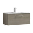 [BFLE2525B] Balterley Level Contemporary Bathroom 1 Soft Close Drawer & Minimalist Wall Hung Vanity Unit Basin, Solace Oak, 800mm - Cutout