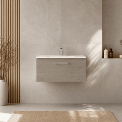 [BFLE2525B] Bramshall Contemporary 1 Soft Close Drawer Wall Hung Vanity Unit, Choice of Size/Basin Type/Colour - Silo