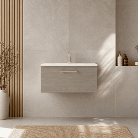 [BFLE2525B] Bramshall Contemporary 1 Soft Close Drawer Wall Hung Vanity Unit, Choice of Size/Basin Type/Colour - Silo