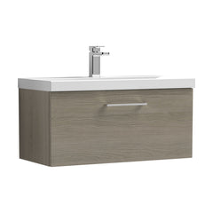 [BFLE2525D] Balterley  Wall Hung 1 Soft Close Drawer & Thin-Edge Bathroom Vanity Unit Basin, Solace Oak, 800mm - Cutout