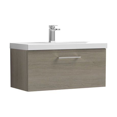 [BFLE2525D] Balterley  Wall Hung 1 Soft Close Drawer & Thin-Edge Bathroom Vanity Unit Basin, Solace Oak, 800mm - Cutout