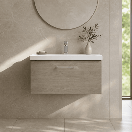 [BFLE2525D] Bramshall Contemporary 1 Soft Close Drawer Wall Hung Vanity Unit, Choice of Size/Basin Type/Colour - Silo