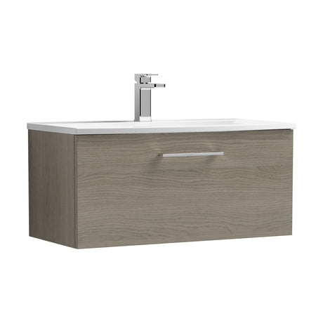 [BFLE2525G] Balterley  Modern Bathroom Wall Hung 1-Drawer Vanity & Curved Basin, Solace Oak, 800mm - Cutout