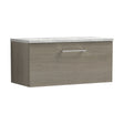 [BFLE2525LBG] Balterley Level 800mm Wall Hung Single Drawer Vanity Unit with Laminate Worktop for Stylish Compact Bathroom Storage - Solace Oak - Cutout