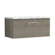 [BFLE2525LCM] Balterley Level 800mm Wall Hung Single Drawer Vanity Unit with Laminate Worktop for Stylish Compact Bathroom Storage Solace Oak - Cutout