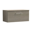 [BFLE2525W] Balterley Level Modern Bathroom 800mm Wall Hung 1-Soft Close Drawer Vanity Unit with Worktop, 805 x 377 x 390mm, Solace Oak - Cutout