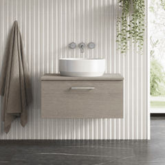 [BFLE2525W] Bramshall Contemporary 1 Soft Close Drawer Wall Hung Vanity Worktop Unit, Choice of Size/Colour
