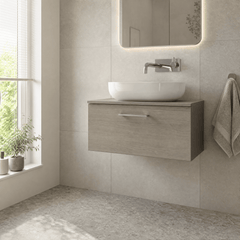 [BFLE2525W] Bramshall Contemporary 1 Soft Close Drawer Wall Hung Vanity Worktop Unit, Choice of Size/Colour