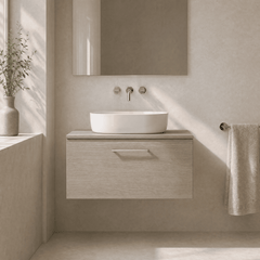 [BFLE2525W] Bramshall Contemporary 1 Soft Close Drawer Wall Hung Vanity Worktop Unit, Choice of Size/Colour - Silo