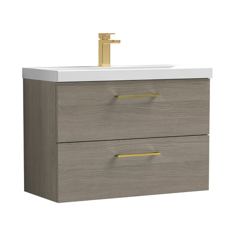 Bramshall Wall Hung 2 Drawer Vanity Unit with Mid-Edge Ceramic Basin - Choice of Colour, Handle Finish and Size