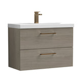 Wall Hung 2 Drawer Vanity Unit with Mid-Edge Ceramic Basin - Choice of Colour, Handle Finish and Size