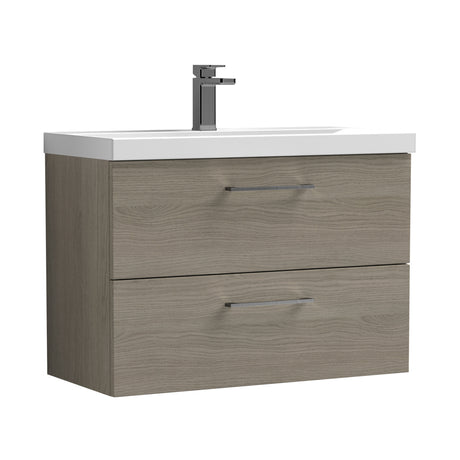 Bramshall Wall Hung 2 Drawer Vanity Unit with Mid-Edge Ceramic Basin - Choice of Colour, Handle Finish and Size