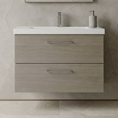 [BFLE2526AH716] Bramshall Wall Hung 2 Drawer Vanity Unit with Mid-Edge Ceramic Basin - Choice of Colour, Handle Finish and Size - Silo