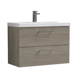 Wall Hung 2 Drawer Vanity Unit with Mid-Edge Ceramic Basin - Choice of Colour, Handle Finish and Size