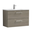 [BFLE2526B] Balterley  Contemporary Bathroom 2 Soft Close Drawer & Minimalist Wall Hung Vanity Unit Basin, Solace Oak, 800mm - Cutout