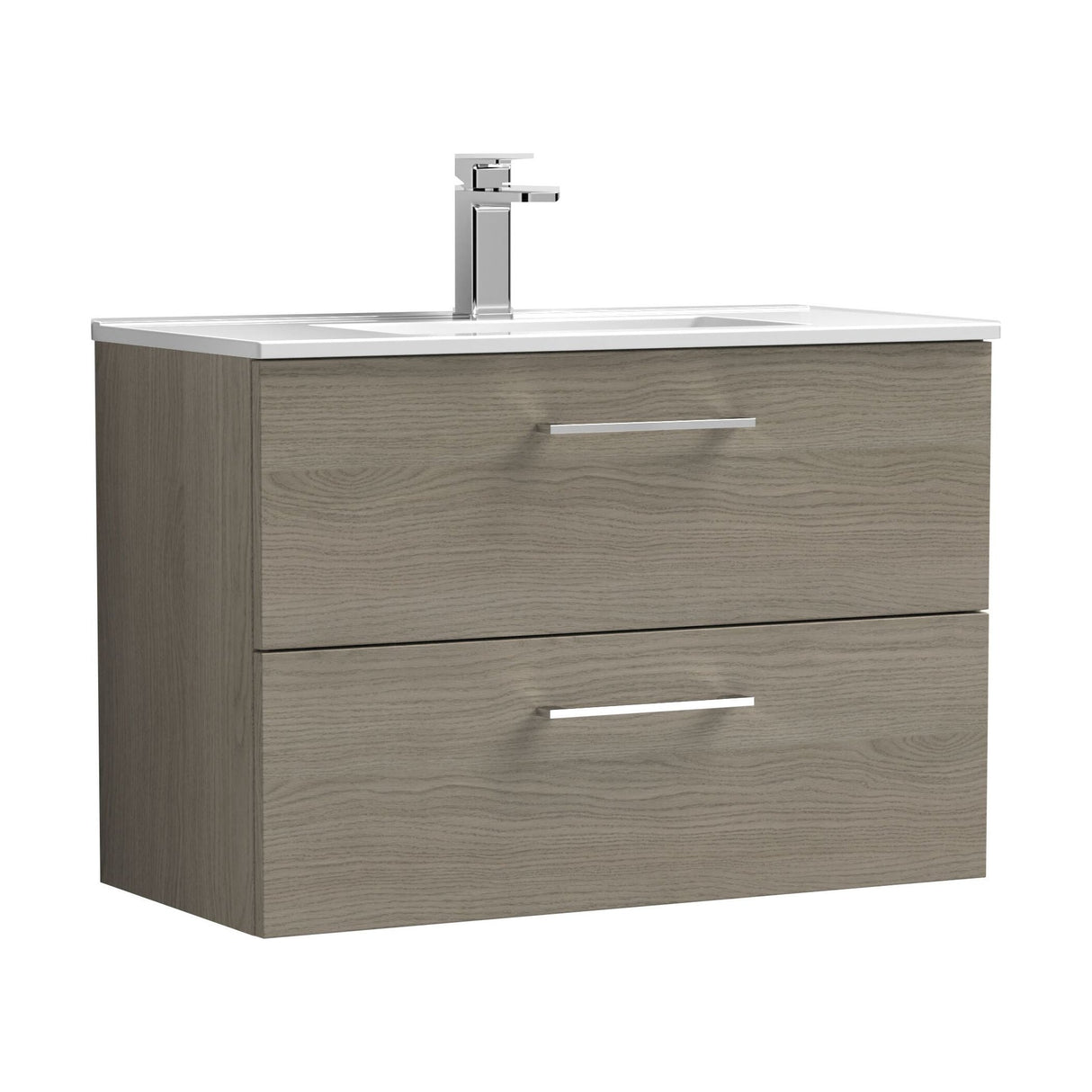 [BFLE2526B] Balterley  Contemporary Bathroom 2 Soft Close Drawer & Minimalist Wall Hung Vanity Unit Basin, Solace Oak, 800mm - Cutout