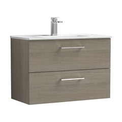 [BFLE2526B] Balterley  Contemporary Bathroom 2 Soft Close Drawer & Minimalist Wall Hung Vanity Unit Basin, Solace Oak, 800mm - Cutout