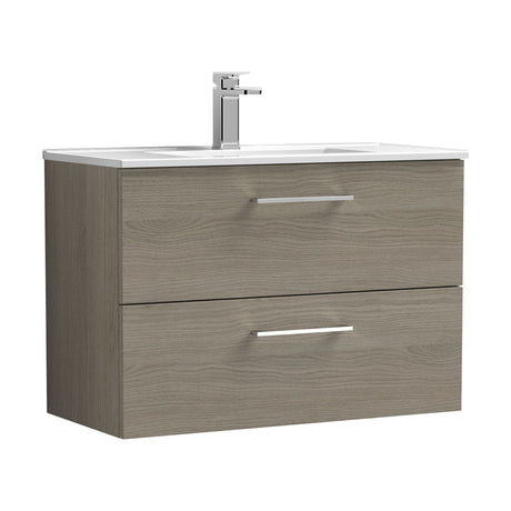 [BFLE2526B] Balterley  Contemporary Bathroom 2 Soft Close Drawer & Minimalist Wall Hung Vanity Unit Basin, Solace Oak, 800mm - Cutout