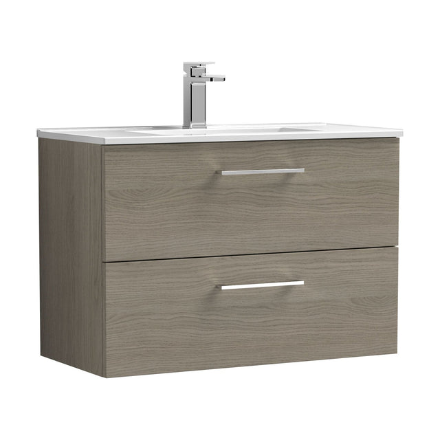 [BFLE2526B] Balterley  Contemporary Bathroom 2 Soft Close Drawer & Minimalist Wall Hung Vanity Unit Basin, Solace Oak, 800mm - Cutout