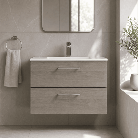 [BFLE2526B] Bramshall Contemporary 2 Soft Close Drawer Wall Hung Vanity Unit, Choice of Size/Basin Type/Colour - Silo