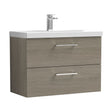 [BFLE2526D] Balterley  Wall Hung 2 Soft Close Drawer & Thin-Edge Bathroom Vanity Unit Basin, Solace Oak, 800mm - Cutout