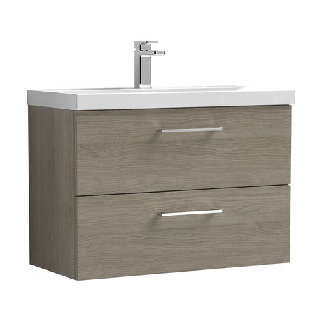 [BFLE2526D] Balterley  Wall Hung 2 Soft Close Drawer & Thin-Edge Bathroom Vanity Unit Basin, Solace Oak, 800mm - Cutout