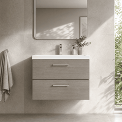 [BFLE2526D] Bramshall Contemporary 2 Soft Close Drawer Wall Hung Vanity Unit, Choice of Size/Basin Type/Colour - Silo