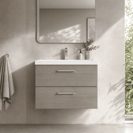 [BFLE2526D] Bramshall Contemporary 2 Soft Close Drawer Wall Hung Vanity Unit, Choice of Size/Basin Type/Colour - Silo