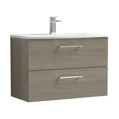 [BFLE2526G] Balterley  Modern Bathroom Wall Hung 2-Drawer Vanity & Curved Basin, Solace Oak, 800mm - Cutout