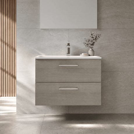[BFLE2526G] Bramshall Contemporary 2 Soft Close Drawer Wall Hung Vanity Unit, Choice of Size/Basin Type/Colour - Silo