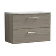 [BFLE2526LBG] Balterley Level 800mm Wall Hung 2 Drawer Vanity Unit with Laminate Worktop for Stylish Compact Bathroom Storage - Solace Oak - Cutout
