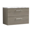 [BFLE2526LCM] Balterley Level 800mm Wall Hung 2 Drawer Vanity Unit with Laminate Worktop for Stylish Compact Bathroom Storage Solace Oak - Cutout