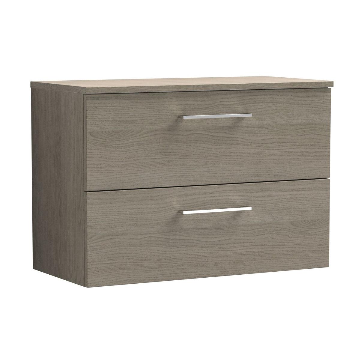[BFLE2526W] Bramshall Contemporary 2 Soft Close Drawer Wall Hung Vanity Unit with Worktop, Choice of Size and Colour - Cutout