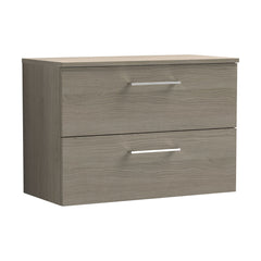 [BFLE2526W] Bramshall Contemporary 2 Soft Close Drawer Wall Hung Vanity Unit with Worktop, Choice of Size and Colour - Cutout