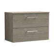 [BFLE2526W] Balterley Level Modern Bathroom 800mm Wall Hung 2 Soft Close Drawer Vanity Unit with Worktop, 539 x 805 x 390mm, Solace Oak - Cutout
