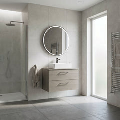 [BFLE2526W] Bramshall Contemporary 2 Soft Close Drawer Wall Hung Vanity Unit with Worktop, Choice of Size and Colour
