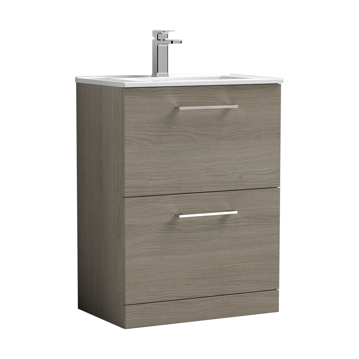 [BFLE2533B] Bramshall Contemporary 2 Drawer Floor Standing Vanity Unit, Choice of Size, Colour and Basin - Cutout