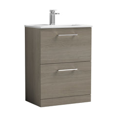 [BFLE2533B] Bramshall Contemporary 2 Drawer Floor Standing Vanity Unit, Choice of Size, Colour and Basin - Cutout