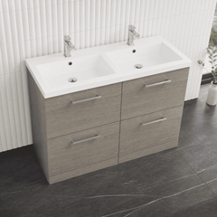 [BFLE2533C2] Balterley Level 1200mm Floor Standing 4 Drawer Vanity Unit with Double Basin, Handles & Overflow for Bathroom Storage Gloss White - Lifestyle 2