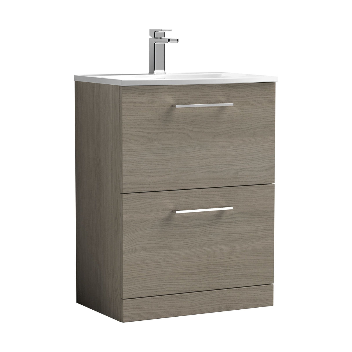 [BFLE2533G] Bramshall Contemporary 2 Drawer Floor Standing Vanity Unit, Choice of Size, Colour and Basin - Cutout