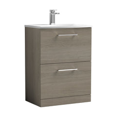 [BFLE2533G] Bramshall Contemporary 2 Drawer Floor Standing Vanity Unit, Choice of Size, Colour and Basin - Cutout