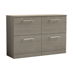 [BFLE2533W2] Balterley Level Modern Bathroom 4 Drawer Floor Standing Vanity Unit with Worktop & Handles, Grey Vicenza Oak, 1205 mm - Cutout