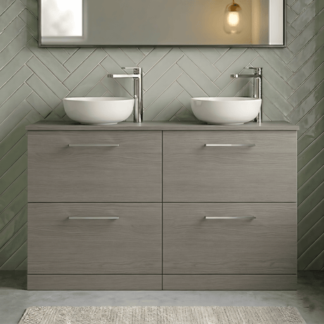 [BFLE2533W2] Bramshall Contemporary 4 Drawer Floor Standing Vanity Unit with Worktop, 1200mm, Choice of Colour - Silo