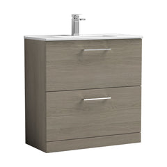 [BFLE2535B] Bramshall Contemporary 2 Drawer Floor Standing Vanity Unit, Choice of Size, Colour and Basin - Cutout