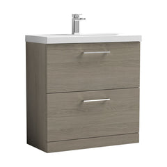 [BFLE2535D] Bramshall Contemporary 2 Drawer Floor Standing Vanity Unit, Choice of Size, Colour and Basin - Cutout