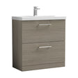 [BFLE2535D] Balterley  Floor Standing 2 Soft Close Drawer & Thin-Edge Bathroom Vanity Unit Basin, Solace Oak, 800mm - Cutout
