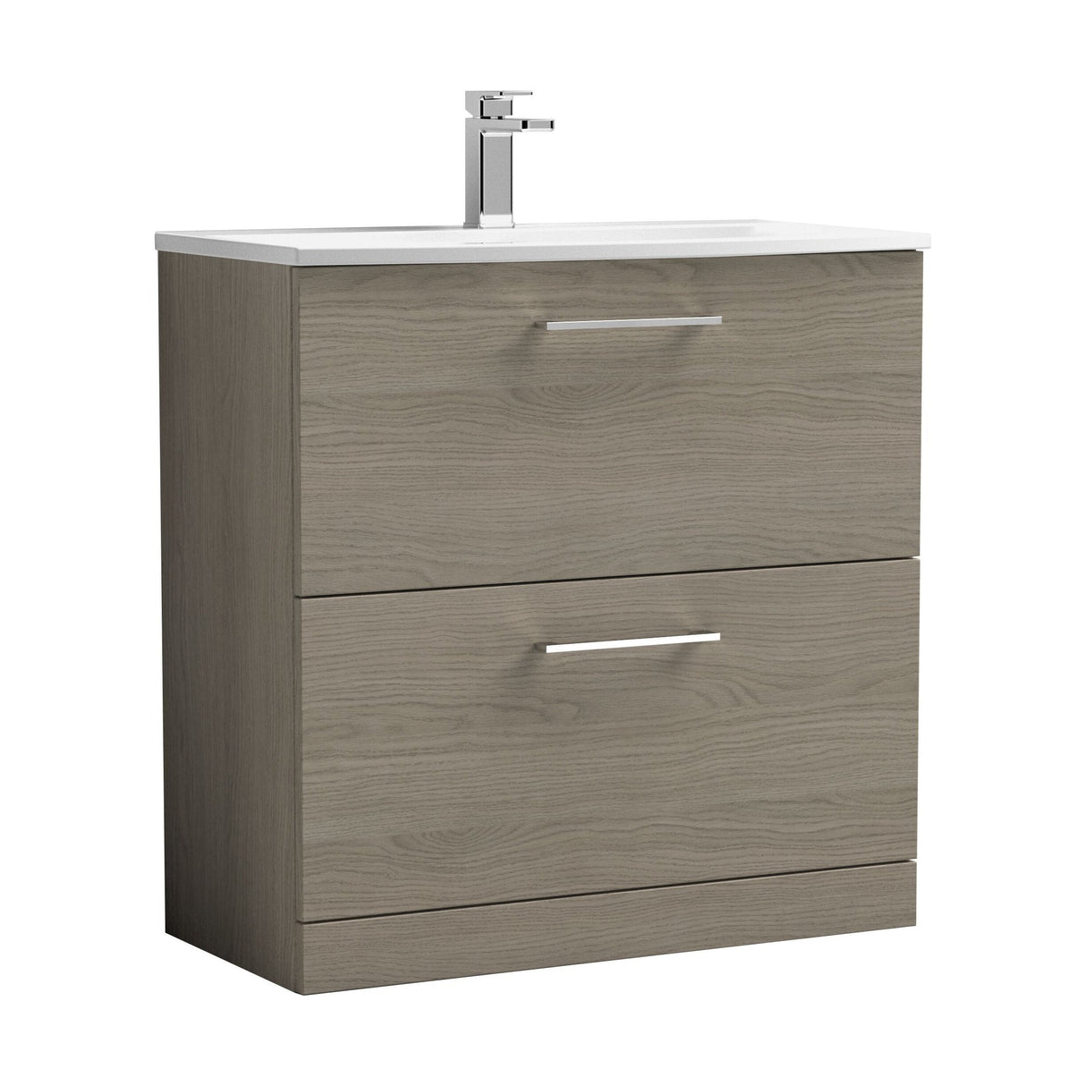 [BFLE2535G] Bramshall Contemporary 2 Drawer Floor Standing Vanity Unit, Choice of Size, Colour and Basin - Cutout