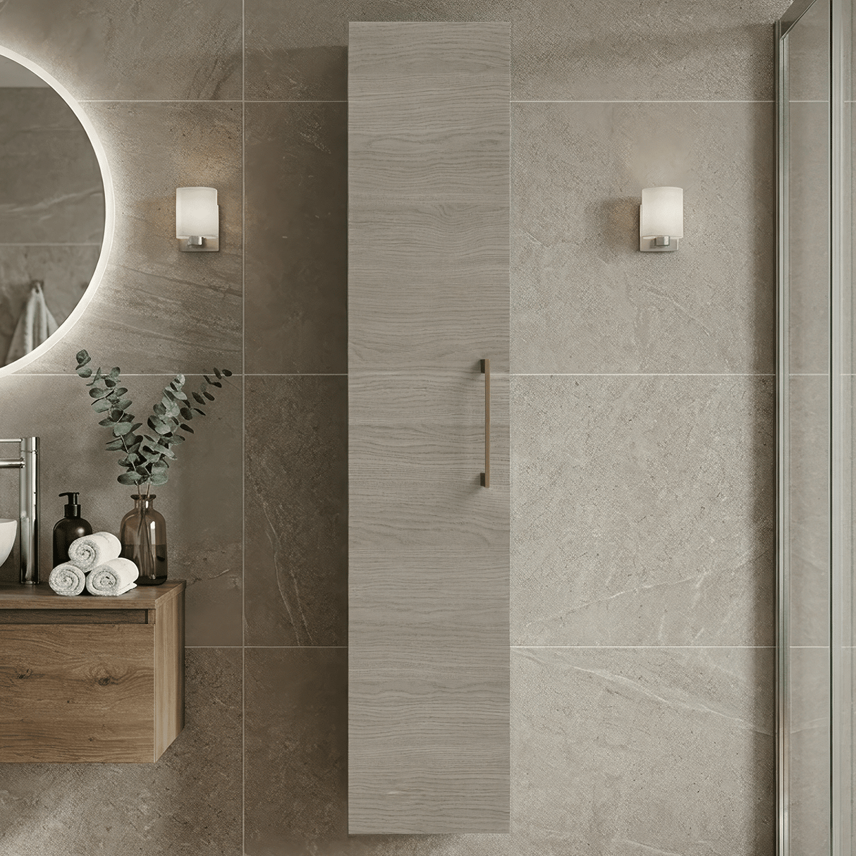 [BFLE2561H017] Bramshall 300mm Wall Hung 1 Door Tall Unit – Choice of Colour and Handle Finish - Silo